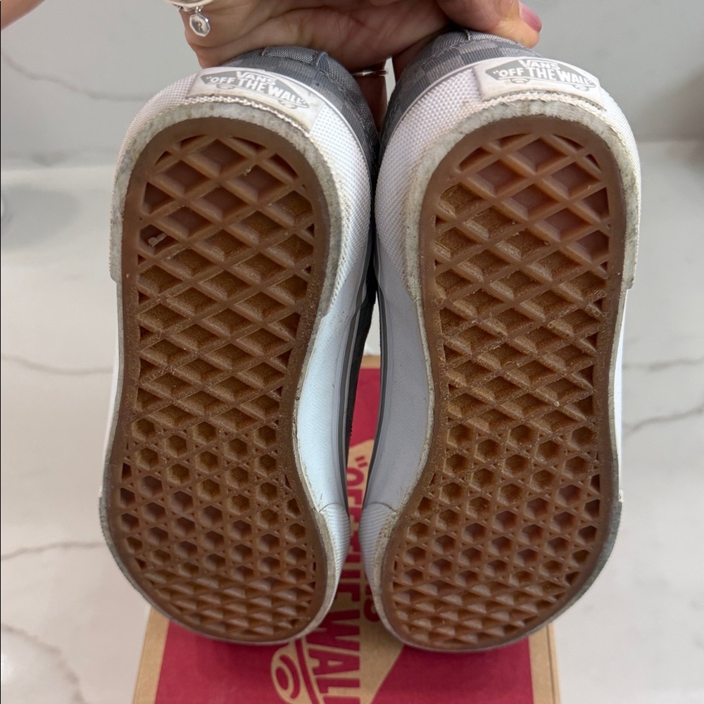 Vans Kids Gray Checkerboard Low Top Sneakers - Picture 3 of 5